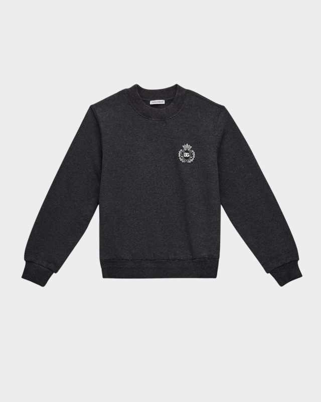 Boy's Crewneck Sweatshirt W Crest Patch, Size 4-